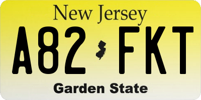 NJ license plate A82FKT