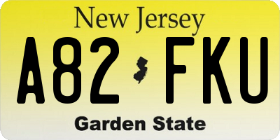 NJ license plate A82FKU