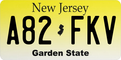 NJ license plate A82FKV
