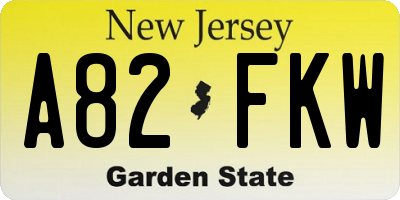NJ license plate A82FKW