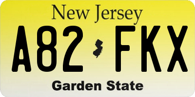 NJ license plate A82FKX