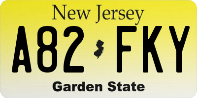 NJ license plate A82FKY