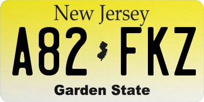 NJ license plate A82FKZ