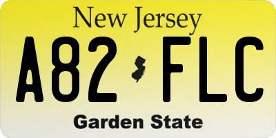 NJ license plate A82FLC