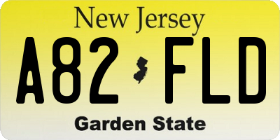 NJ license plate A82FLD