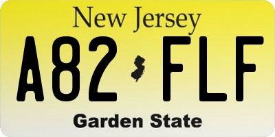 NJ license plate A82FLF