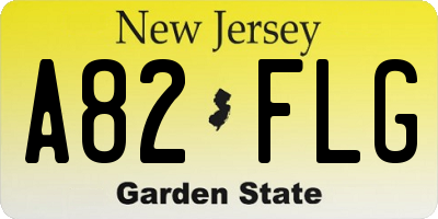 NJ license plate A82FLG