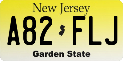 NJ license plate A82FLJ