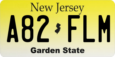 NJ license plate A82FLM