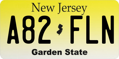 NJ license plate A82FLN