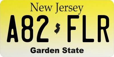 NJ license plate A82FLR