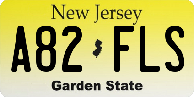 NJ license plate A82FLS