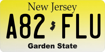 NJ license plate A82FLU