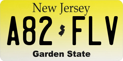 NJ license plate A82FLV