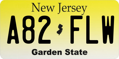 NJ license plate A82FLW