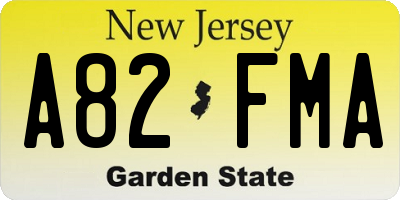 NJ license plate A82FMA
