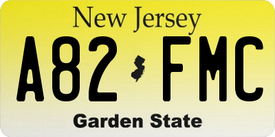 NJ license plate A82FMC