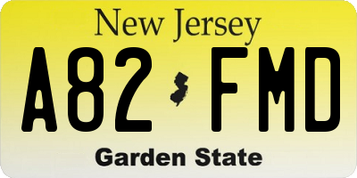 NJ license plate A82FMD