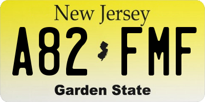 NJ license plate A82FMF