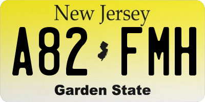 NJ license plate A82FMH