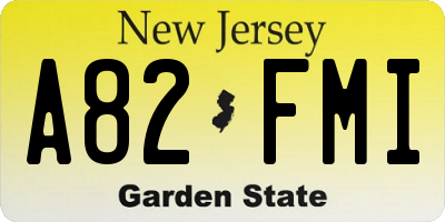 NJ license plate A82FMI