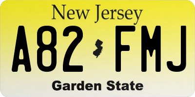NJ license plate A82FMJ