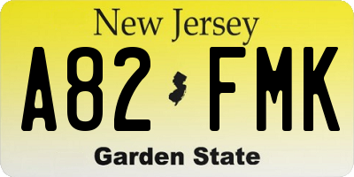NJ license plate A82FMK