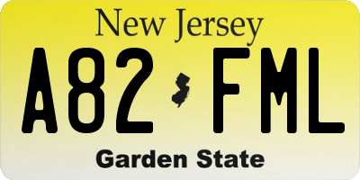NJ license plate A82FML