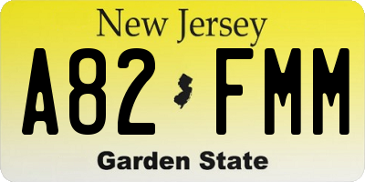 NJ license plate A82FMM