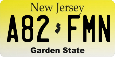 NJ license plate A82FMN