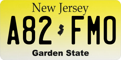 NJ license plate A82FMO