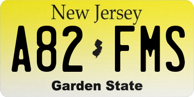 NJ license plate A82FMS
