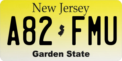 NJ license plate A82FMU