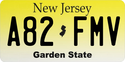 NJ license plate A82FMV