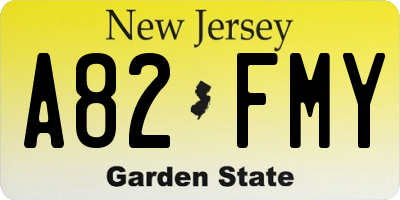 NJ license plate A82FMY