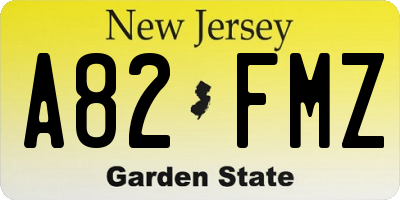 NJ license plate A82FMZ