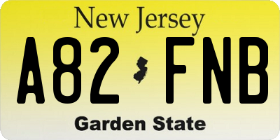 NJ license plate A82FNB