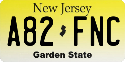 NJ license plate A82FNC