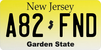 NJ license plate A82FND