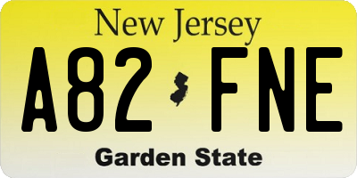 NJ license plate A82FNE