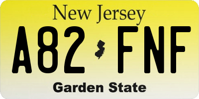 NJ license plate A82FNF
