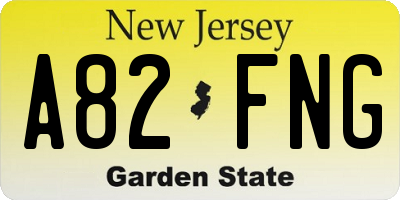 NJ license plate A82FNG