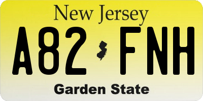 NJ license plate A82FNH