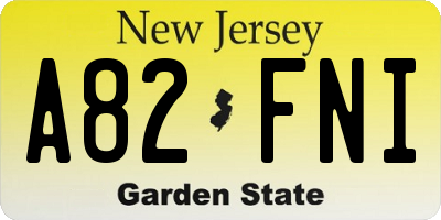 NJ license plate A82FNI