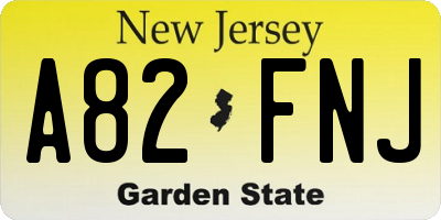 NJ license plate A82FNJ