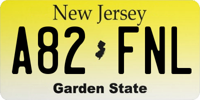 NJ license plate A82FNL
