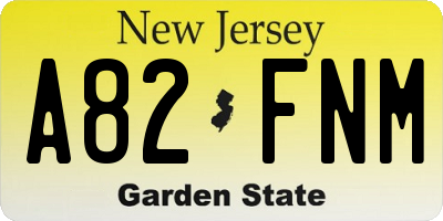NJ license plate A82FNM