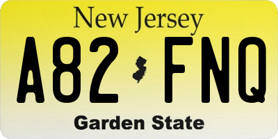 NJ license plate A82FNQ