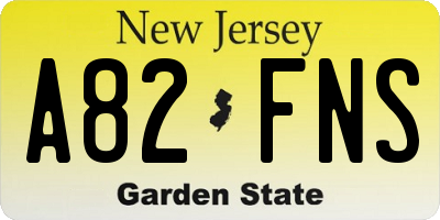 NJ license plate A82FNS
