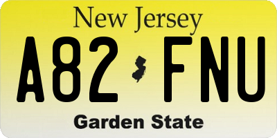 NJ license plate A82FNU